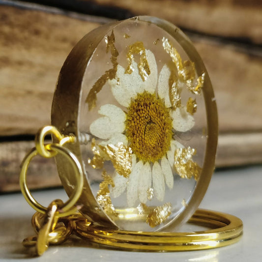 Round Flowers resin keychain