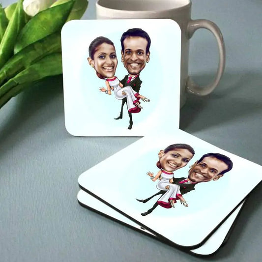 Personalised In Your Arms Caricature Coasters