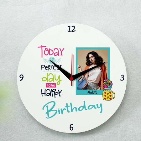 Personalized Birthday single Photo wall Clock