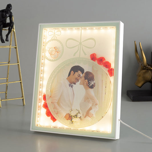 Personalised Floral LED Table Top Photo Frame