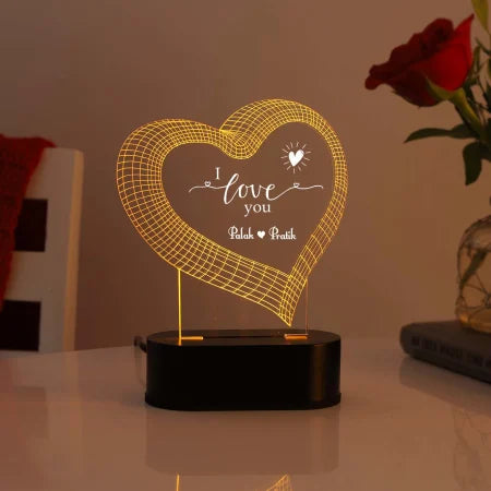 Personalised i love you LED couple lamp